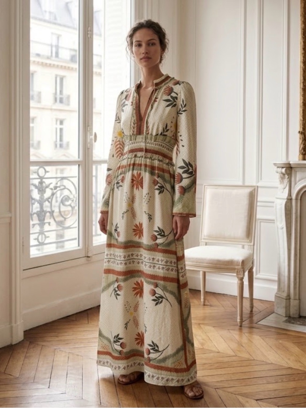 NWT Lug Von Siga Tess Botanical Linen Maxi Dress